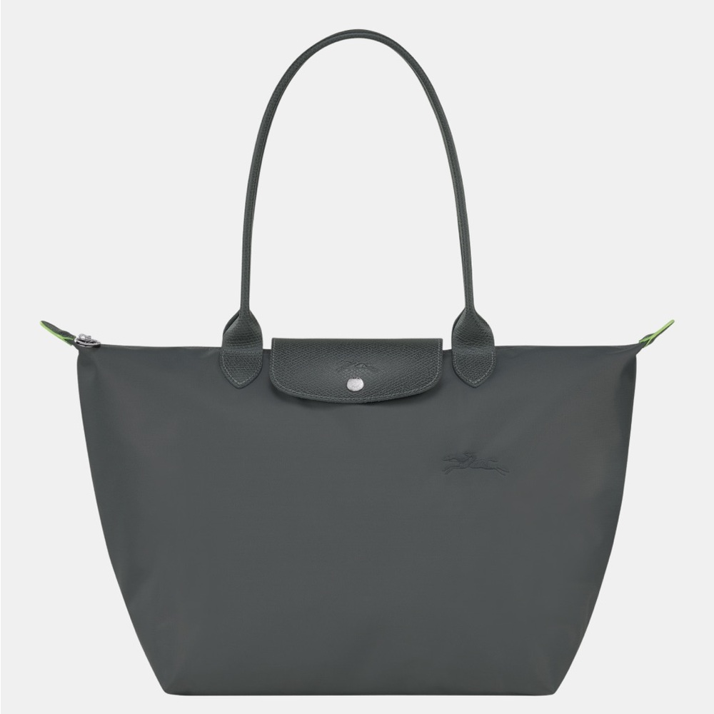 LE PLIAGE GREY AND GREEN L TOTE BAG